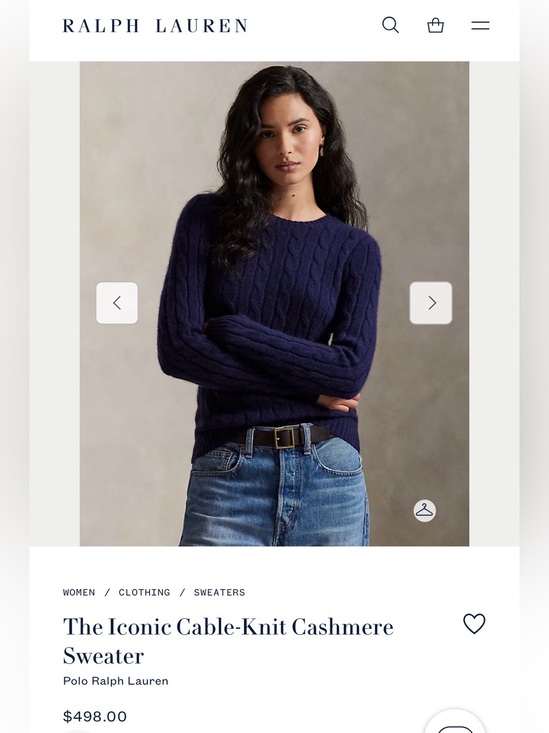 Polo Ralph Lauren Sweaters - Polo by Ralph Lauren Iconic Cable-Knit 100% Cashmere Sweater. Hunter Navy.